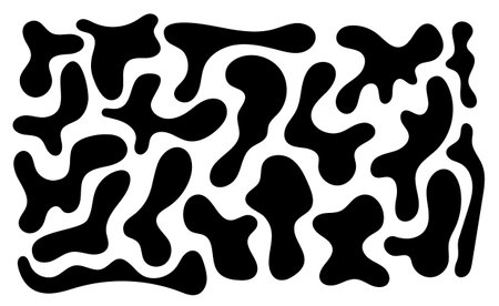 Irregular blob, set of abstract organic shapes. Abstract irregular random blobs. Simple liquid amorphous splodge. Trendy minimal designs for presentations, banners, posters and flyers.のイラスト素材