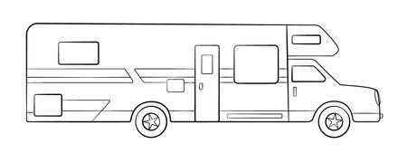 Sketch trailer for camping tourism, doodle set of transport forのイラスト素材
