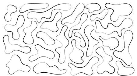 Irregular blob, set of abstract organic shapes. Abstract irregular random blobs. Simple liquid amorphous splodge. Trendy minimal designs for presentations, banners, posters and flyers.のイラスト素材