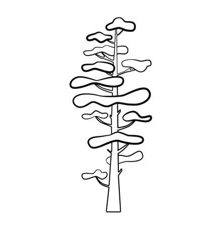 Doodle pine. Hand draw tree, sketch vector illustration.のイラスト素材