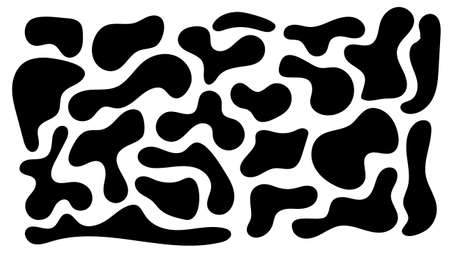 Irregular blob, set of abstract organic shapes. Abstract irregular random blobs. Simple liquid amorphous splodge. Trendy minimal designs for presentations, banners, posters and flyers.のイラスト素材