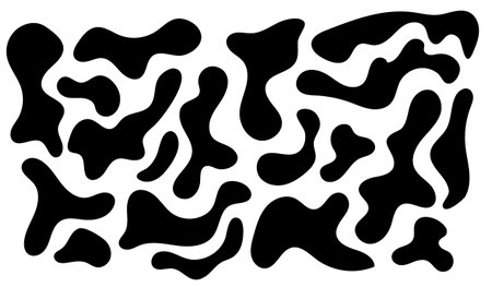 Irregular blob, set of abstract organic shapes. Abstract irregular random blobs. Simple liquid amorphous splodge. Trendy minimal designs for presentations, banners, posters and flyers.のイラスト素材