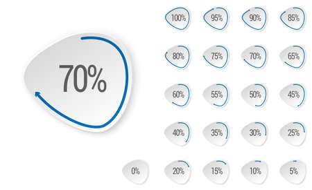 Set of percentage diagrams, indicator bar from 0 to 100, for web design, . Modern infographic elements. Ux percent download, dashboard for app, web, user interface UI or infographicのイラスト素材