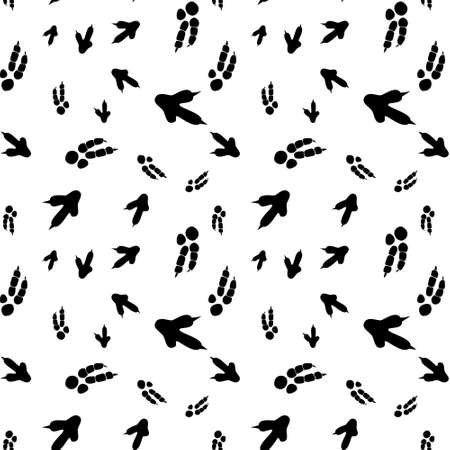Dinosaur footprint tracks. Minimal seamless pattern. Background with paw, claw predator. Dinosaur footprint illustration perfect for textile, wrap and wallpaper and design.のイラスト素材