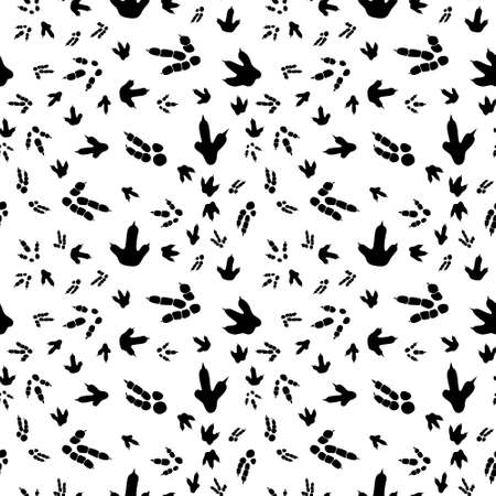 Dinosaur footprint tracks. Minimal seamless pattern. Background with paw, claw predator. Dinosaur footprint illustration perfect for textile, wrap and wallpaper and design.のイラスト素材