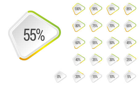 Set of percentage diagrams, indicator bar from 0 to 100のイラスト素材