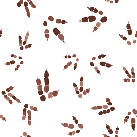 Dinosaur footprint tracks. Minimal color seamless pattern. Background with paw, claw predator. Dinosaur footprint seamless pattern perfect for textile, wrap and wallpaper and design.のイラスト素材