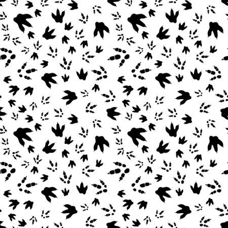 Dinosaur footprint tracks. Minimal seamless pattern. Background with paw, claw predator. Dinosaur footprint illustration perfect for textile, wrap and wallpaper and designのイラスト素材