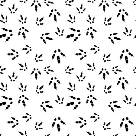 Dinosaur footprint tracks. Minimal seamless pattern. Background with paw, claw predator. Dinosaur footprint illustration perfect for textile, wrap and wallpaper and design.のイラスト素材