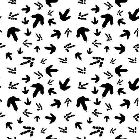 Dinosaur footprint tracks. Minimal seamless pattern. Background with paw, claw predator. Dinosaur footprint illustration perfect for textile, wrap and wallpaper and design.のイラスト素材