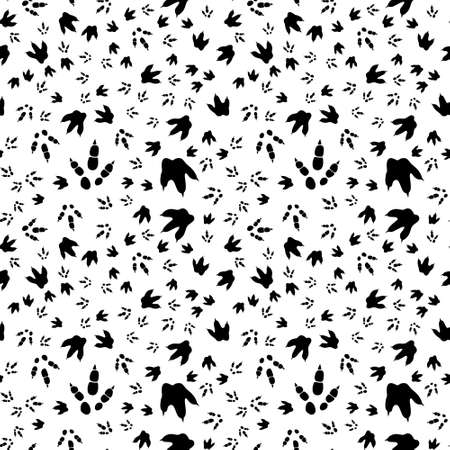 Dinosaur footprint tracks. Minimal seamless pattern. Background with paw, claw predator. Dinosaur footprint illustration perfect for textile, wrap and wallpaper and design.のイラスト素材