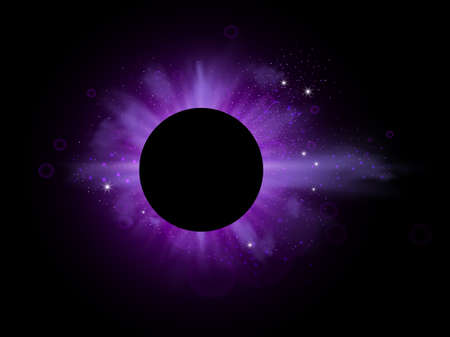 Purple burst with sparkle rays and lens flare effect. Glowing stars. Purple glitter bokeh lights and burst of magical dust particles. Vector illustration.のイラスト素材