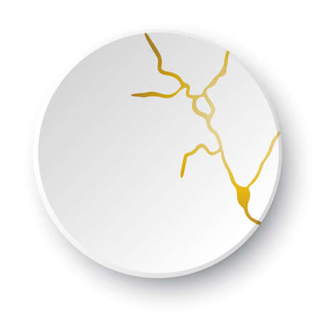 Gold Kintsugi crack. Broken and crack effect, craquelure and damaged texture. Vector illustrations can be used for kintsugi decorations, wall arts, home decoration, print and wallpaper.のイラスト素材