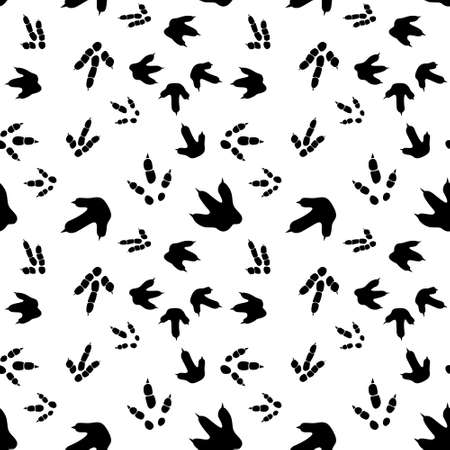 Dinosaur footprint tracks. Minimal seamless pattern. Background with paw, claw predator. Dinosaur footprint illustration perfect for textile, wrap and wallpaper and design.のイラスト素材