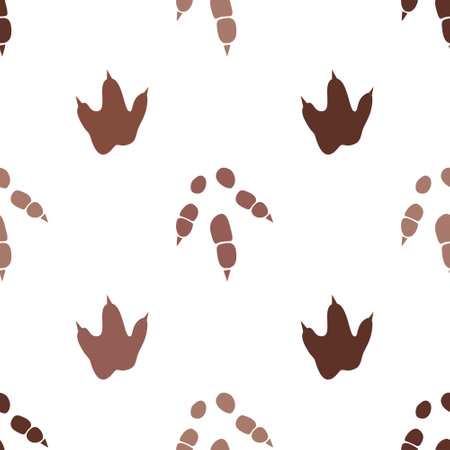 Dinosaur footprint tracks. Minimal color seamless pattern. Background with paw, claw predator. Dinosaur footprint seamless pattern perfect for textile, wrap and wallpaper and design.のイラスト素材