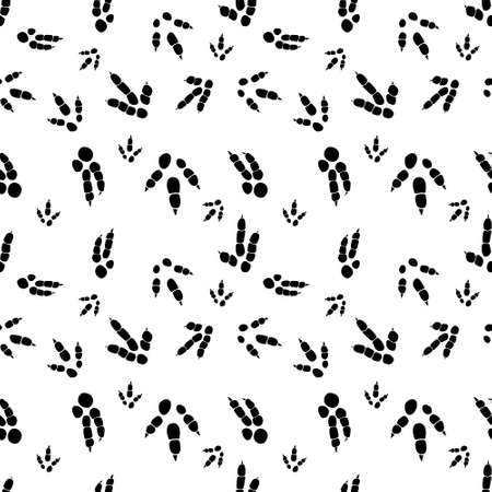 Dinosaur footprint tracks. Minimal seamless pattern. Background with paw, claw predator. Dinosaur footprint illustration perfect for textile, wrap and wallpaper and design.のイラスト素材