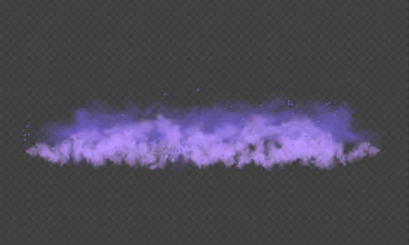 Purple fog or smoke.Purple dust with particles. Violet smoke or dust isolated on transparent background. Abstract mystical gas. Vector illustration.のイラスト素材
