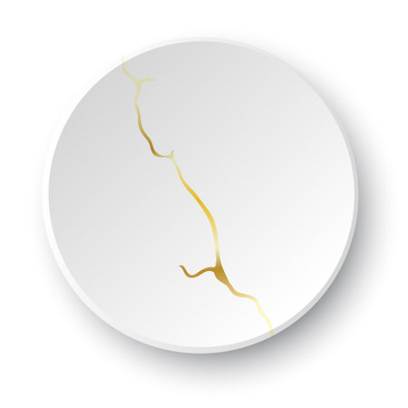 Gold Kintsugi crack. Broken and crack effect, craquelure and damaged texture. Vector illustrations can be used for kintsugi decorations, wall arts, home decoration, print and wallpaper.のイラスト素材