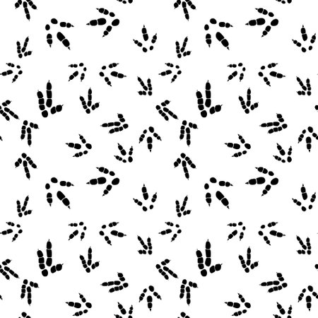 Dinosaur footprint tracks. Minimal seamless pattern. Background with paw, claw predator. Dinosaur footprint illustration perfect for textile, wrap and wallpaper and design.のイラスト素材