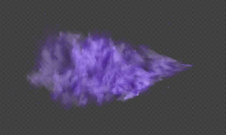 Purple dust. Abstract blurry smoke with purple particles. Violet smoke or dust isolated on transparent background. Abstract mystical gas. Vector illustration.のイラスト素材