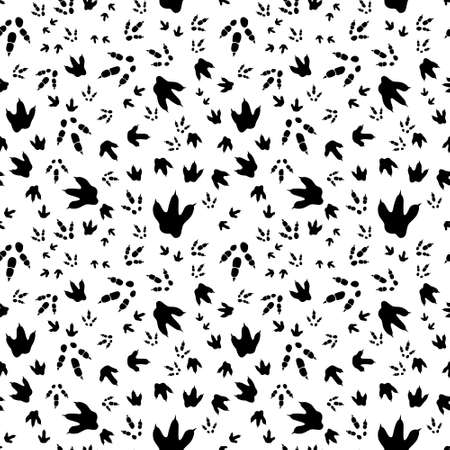 Dinosaur footprint tracks. Minimal seamless pattern. Background with paw, claw predator. Dinosaur footprint illustration perfect for textile, wrap and wallpaper and design.のイラスト素材