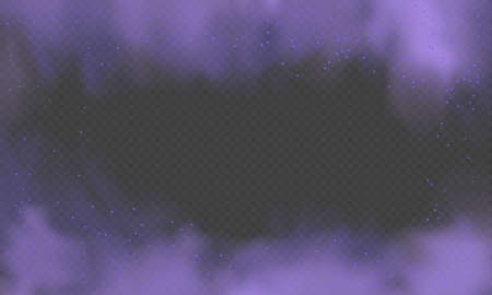 Purple fog or smoke.Purple dust with particles. Violet smoke or dust isolated on transparent background. Abstract mystical gas. Vector illustration.のイラスト素材