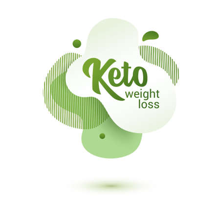 Keto frendly badge. Green amoeba design of sticker for keto diet menu, poster, flyer.のイラスト素材