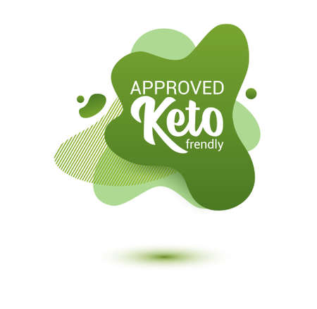 Keto frendly badge. Green amoeba design of sticker for keto diet menu, poster, flyer.のイラスト素材