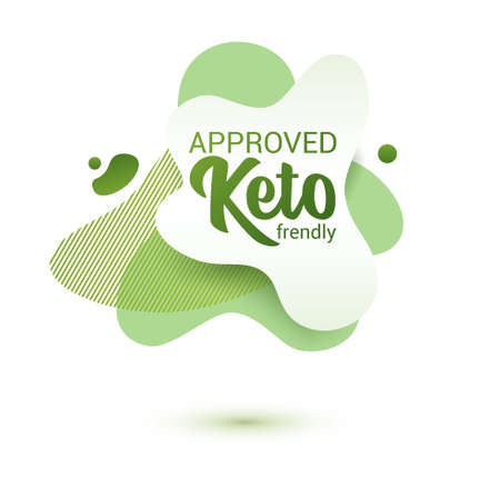 Keto frendly badge. Green amoeba design of sticker for keto diet menu, poster, flyer.のイラスト素材