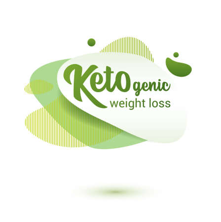 Keto frendly badge. Green amoeba design of sticker for keto diet menu, poster, flyer.のイラスト素材