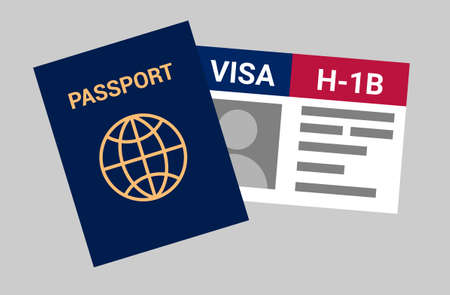 USA viza H-1B. Visa in the United States temporary work for foreign skilled workers in specialty occupation.のイラスト素材