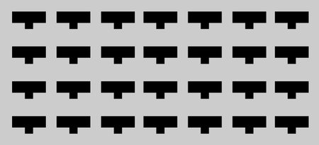 Peg board with curly holes. Grey rectangle peg board perforated texture background for working bench tools. Vector illustration.のイラスト素材