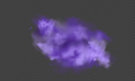 Purple dust. Abstract blurry smoke with purple particles. Violet smoke or dust isolated on transparent background. Abstract mystical gas. Vector illustration.のイラスト素材