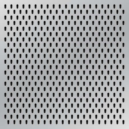 Peg board with oval holes. Grey peg board perforated texture background for working bench tools. Vector illustration.のイラスト素材