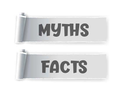 Myths and facts sign. Myths vs Facts header design. True or false facts bubble. Paper torn design for any purposes.のイラスト素材