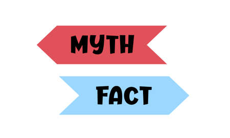 Myths and facts sign. Myths vs Facts header design. True or false facts bubble. Banner design for any purposes.のイラスト素材