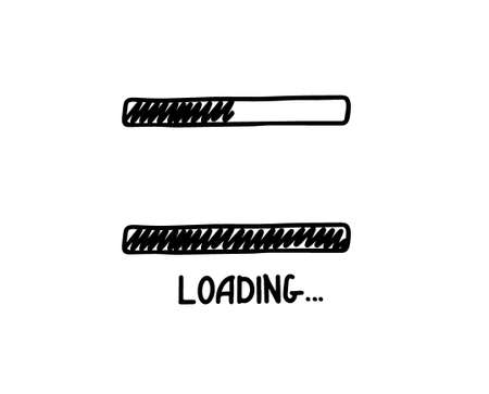 Loading bar doodle icon. Progress loading bar. Hand drawn sketch. Vector illustration on white...