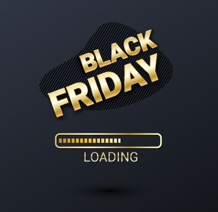 Black Friday loading bar background, banner poster design template. Progress loading bar. Black friday sale. Vector illustration.のイラスト素材