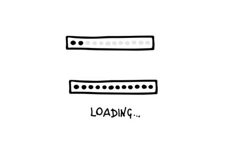 Loading bar doodle icon. Progress loading bar. Hand drawn sketch. Vector illustration on white background.のイラスト素材