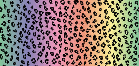 Leopard seamless rainbow pattern. Leopard pattern design in rainbow colors. Seamless ocelot pattern for wallpaper, wrapping pape, textile.のイラスト素材
