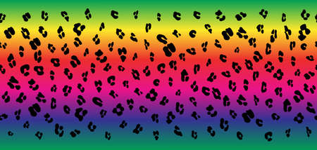 Leopard seamless rainbow pattern. Leopard pattern design in rainbow colors. Seamless ocelot pattern for wallpaper, wrapping pape, textile.のイラスト素材