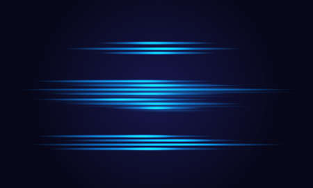 Velocity light effect. Horizontal lens flares and Laser beams, horizontal light rays Velocity motion. Vector blue glowing illustration.のイラスト素材