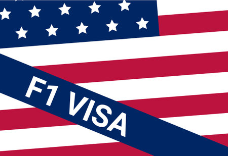 USA student visa F1. Visa in the United States study for foreign students.のイラスト素材