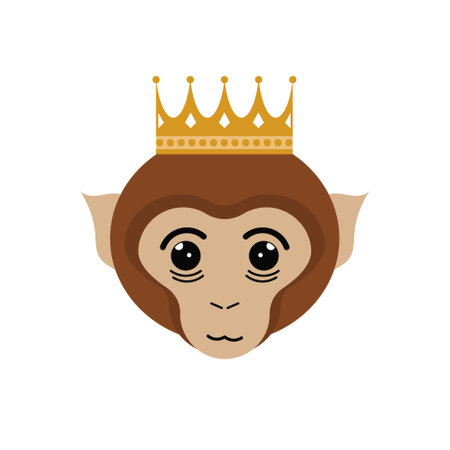 Monkey with crown. Monkey character, crown stickers.のイラスト素材