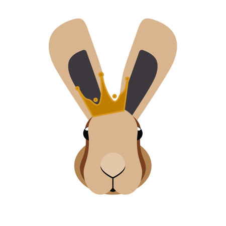 Rabbit with crown. Rabbit character, crown stickersのイラスト素材