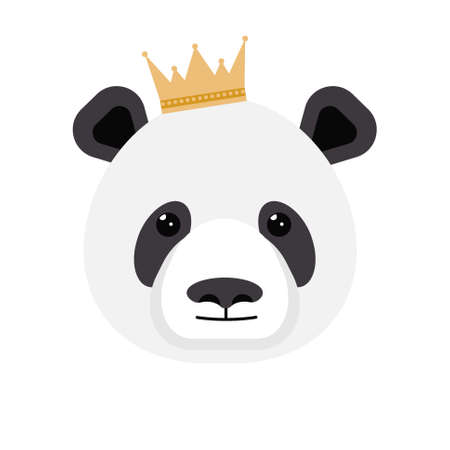 Panda with crown. Panda character, crown stickers.のイラスト素材