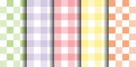 Vichy Seamless set. Pastel gingham pattern. Background for Easter, wallpaper, blanketのイラスト素材
