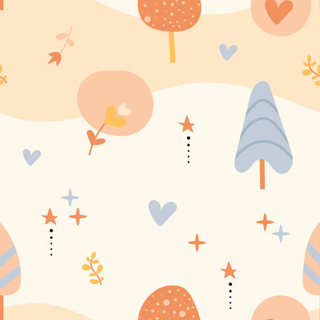 Bohemian baby pattern. Seamless baby pattern in boho styleのイラスト素材