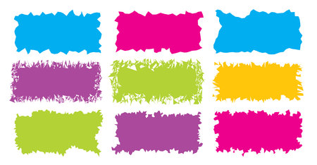 Jagged rectangle. Bright color simple shapes. Rectangle paper template jagged and roughのイラスト素材