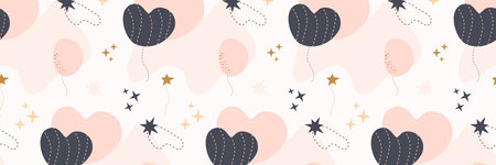 Bohemian baby pattern. Seamless baby pattern in boho styleのイラスト素材